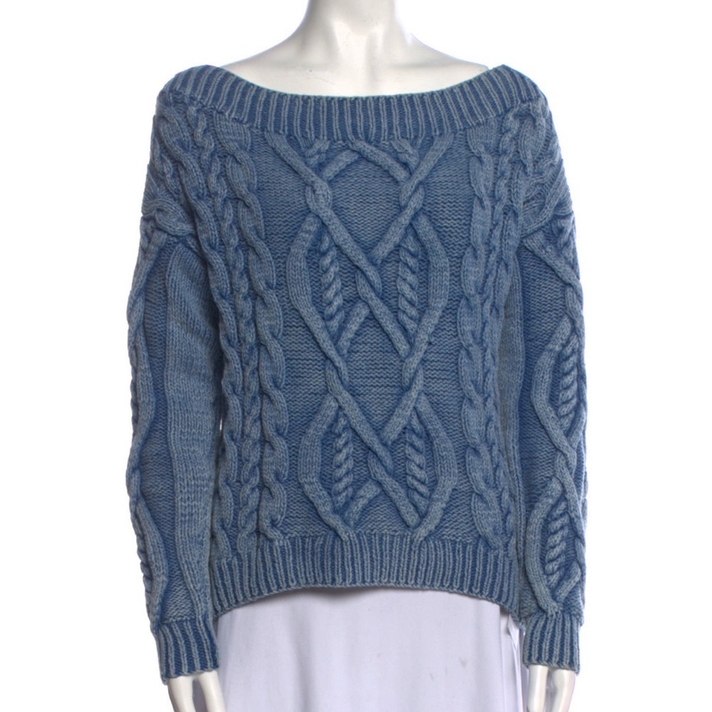 Intermix blue cable knit sweater